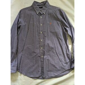 Ralph Lauren Shirt Men's Gingham‎ Button Up  Purple Size XL Cotton Orange Pony